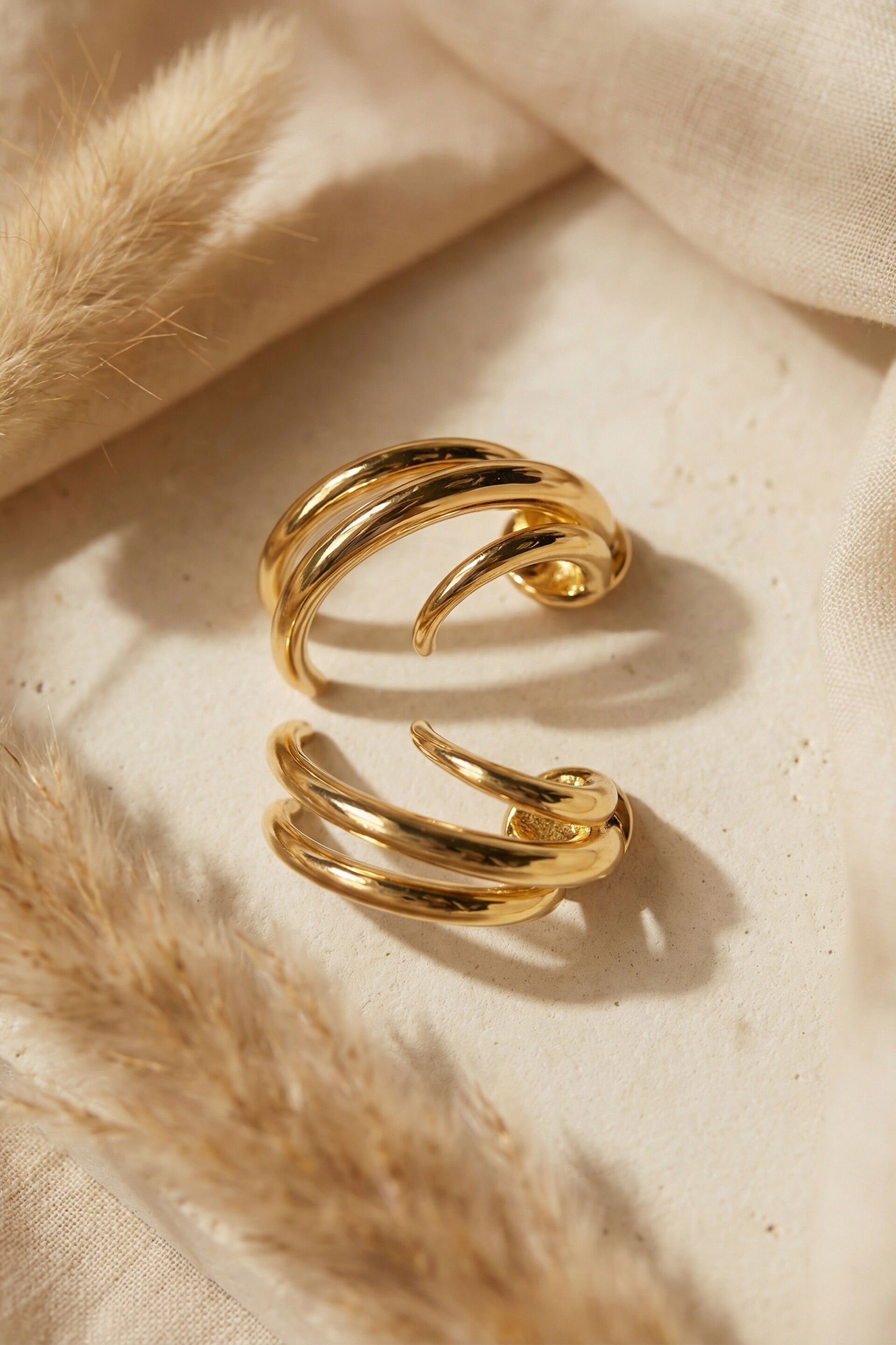 Gina Golden Hoop Earrings, , image 2